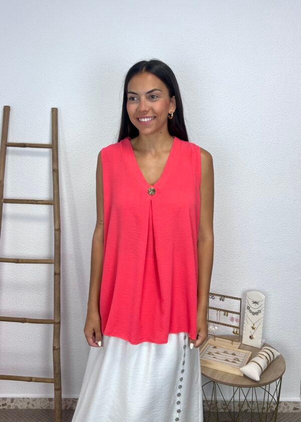 Blusa Botón (Coral)