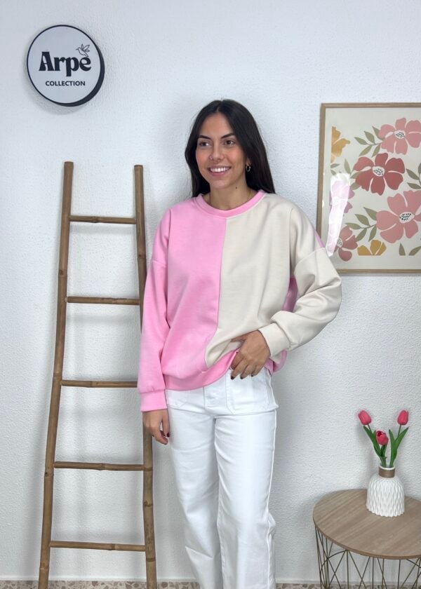 img_5054 Sudadera Bicolor (Beige/Rosa)