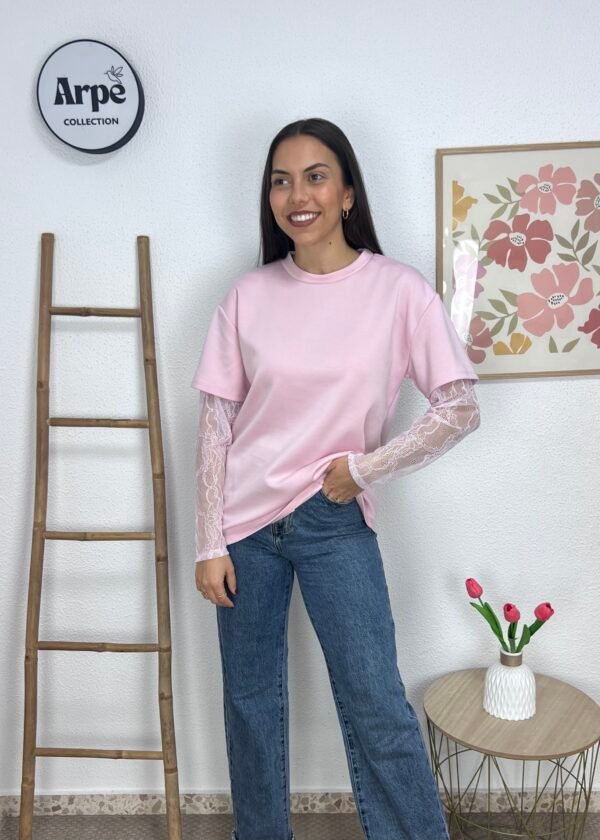 Sudadera Encaje (Rosa)