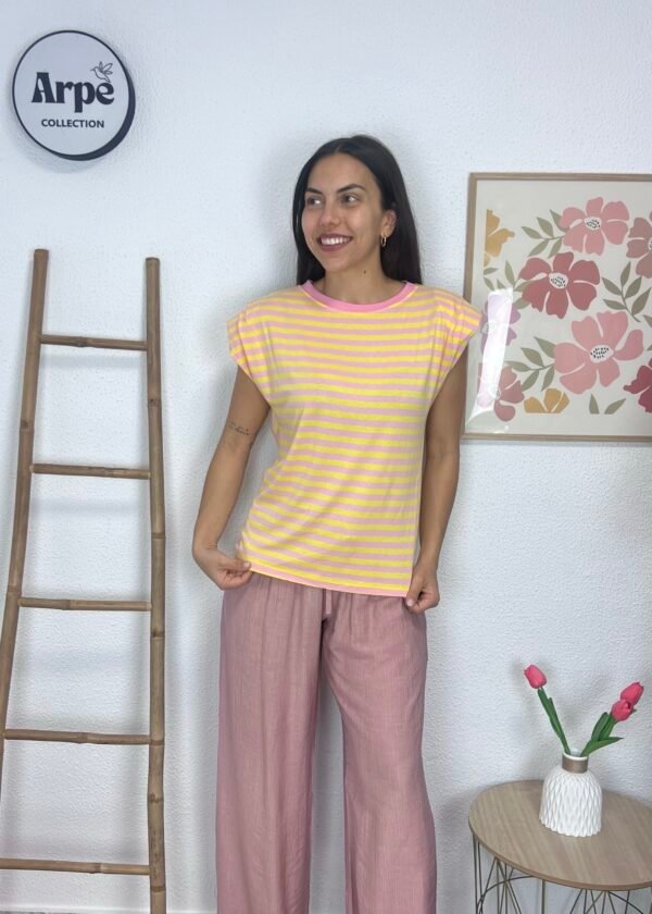 Camiseta Hombreras (Amarilla/Rosa)