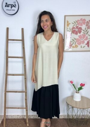 img_7676 Vestido Bicolor (Beige/Negro)