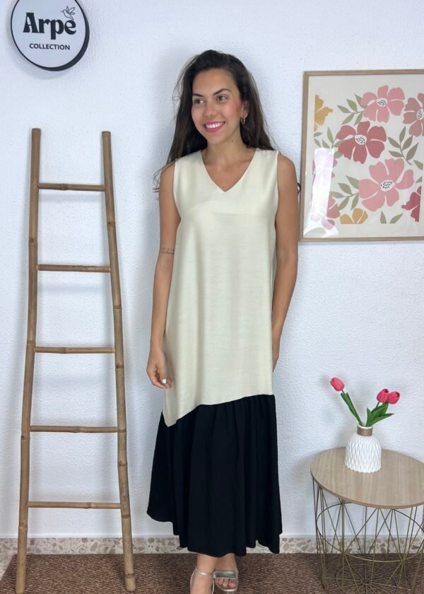 Vestido Bicolor (Beige/Negro)