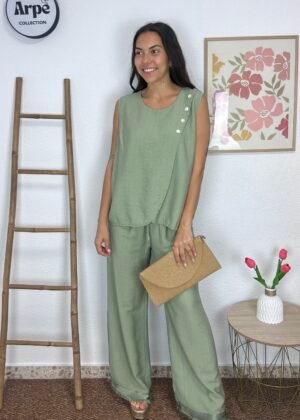 Pantalón Fluido Satén (Kaki)