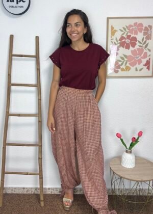 Pantalón Bombacho Cuadros (Teja)