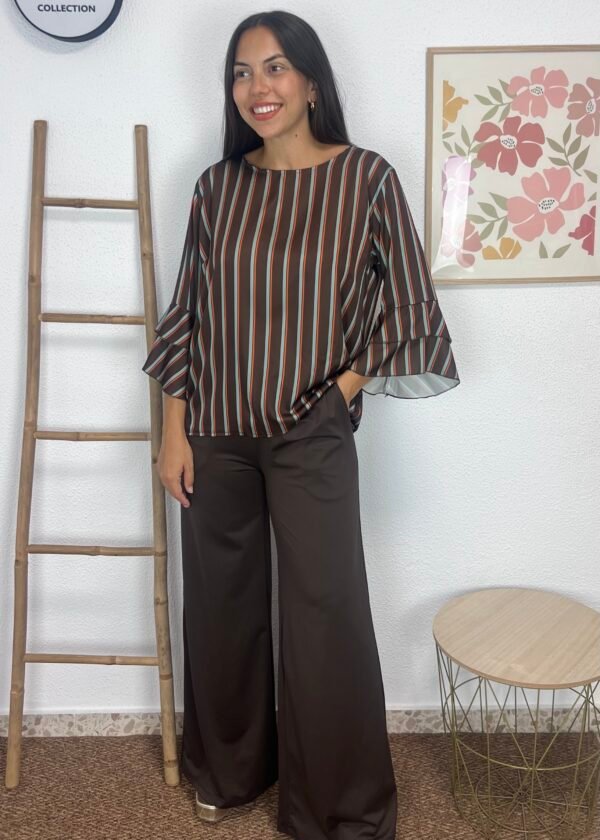 Blusa Satén Rayas (Chocolate)