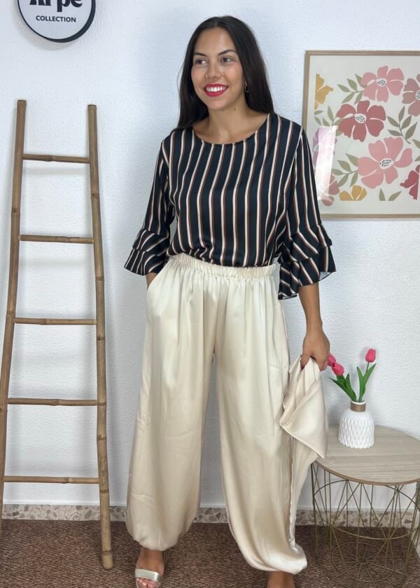 Pantalón Bombacho Satén (Beige)