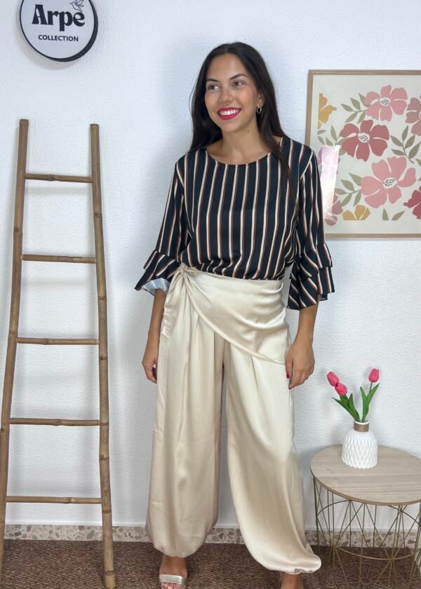 Pantalón Bombacho Satén (Beige)