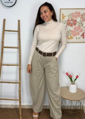 Pantalón Paño Cuadros (Beige)