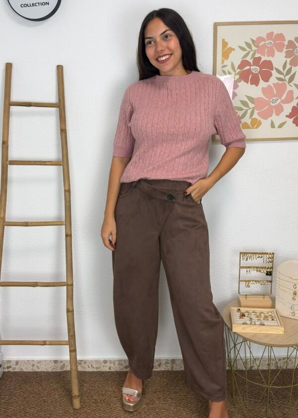 Pantalón Antelina Botón (Chocolate)