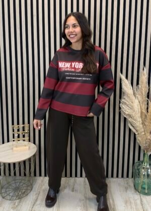 Sudadera NY Rayas (Burdeos)